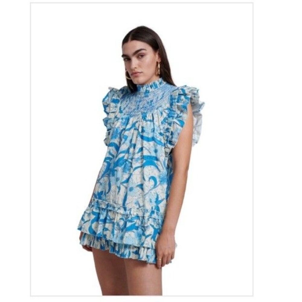 Love The Label Katherine Dress In Blue Size Small Anthropologie Women’s Smocked